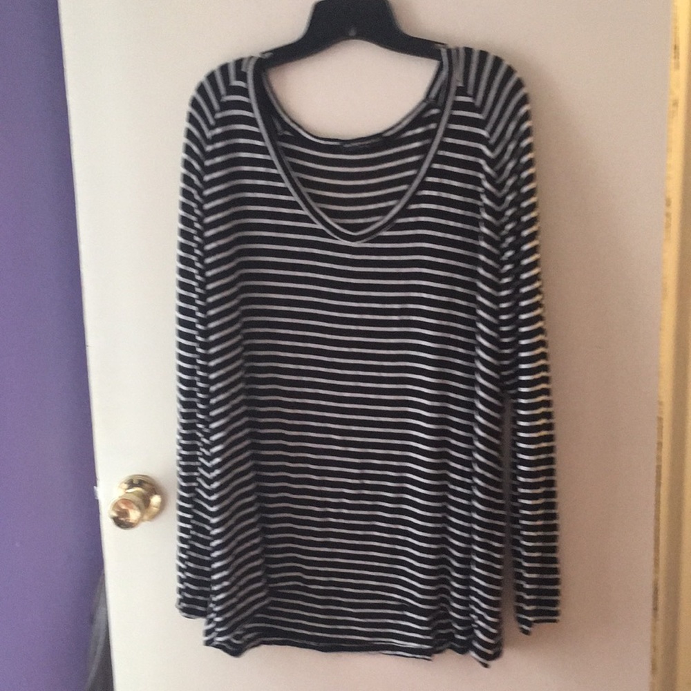 Brandy Melville black and white striped shirt